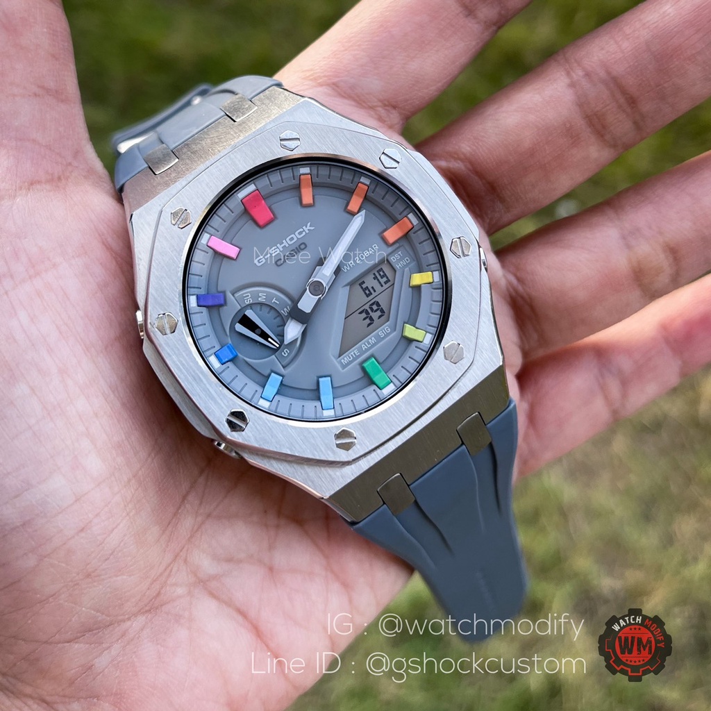 นาฬิกา G-Shock AP รุ่น GA-2110ET-8A Grey Rubber Rainbow Dial ของแท้ ประกัน 1 ปี
