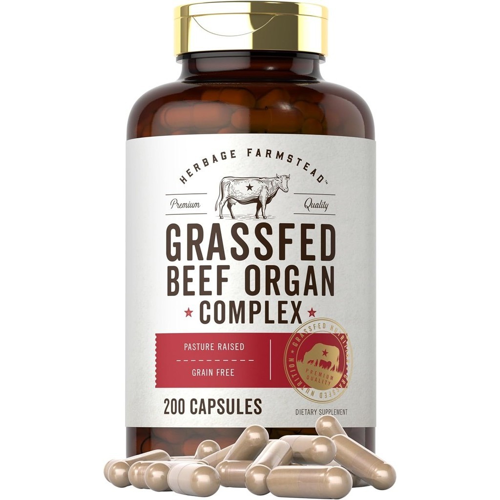 Grass Fed Beef Organ Complex | 200 Capsules | Pasture Raised, Grain Free Supplement | with Desiccate