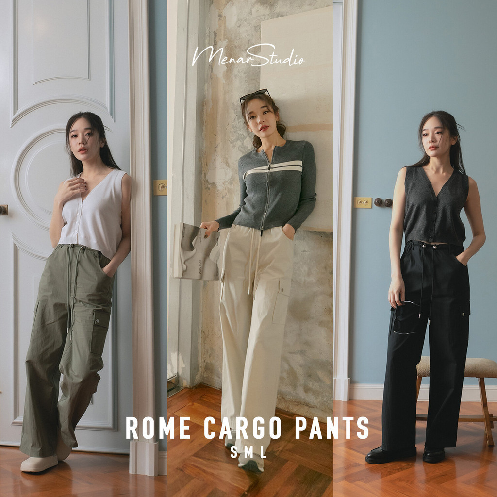 [ ROME CARCO PANTS ] กางเกงทรงคาร์โก้ ทรงดีมาก มีไว้ยังไงก็ต้องได้หยิบใส่บ่อย ทรงนี้ฮิตมากค่ะ เพราะน้องเอาไปแมทช์ลุคง่าย
