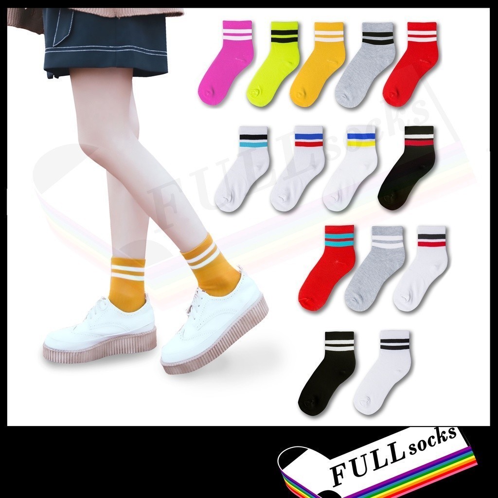 ถุงเท้าโอสคูล "ข้อกลาง 2 แถบ"​ ขนาด 
Free Size Old School Quarter socks 2 strips