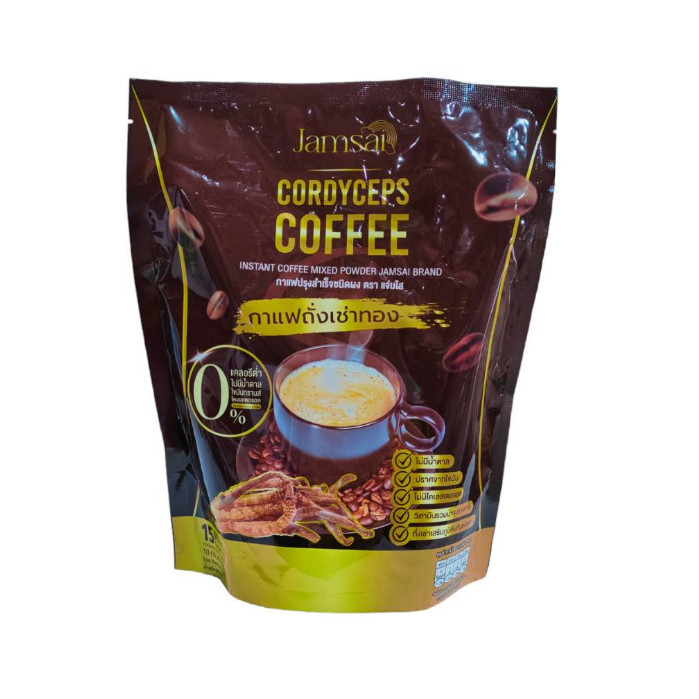 JAMSAI CORDYCEPS COFFEE 15 ซอง แจ่มใส กาแฟถังเช่าทอง กาแฟแจ่มใส กาแฟเพื่อสุขภาพ