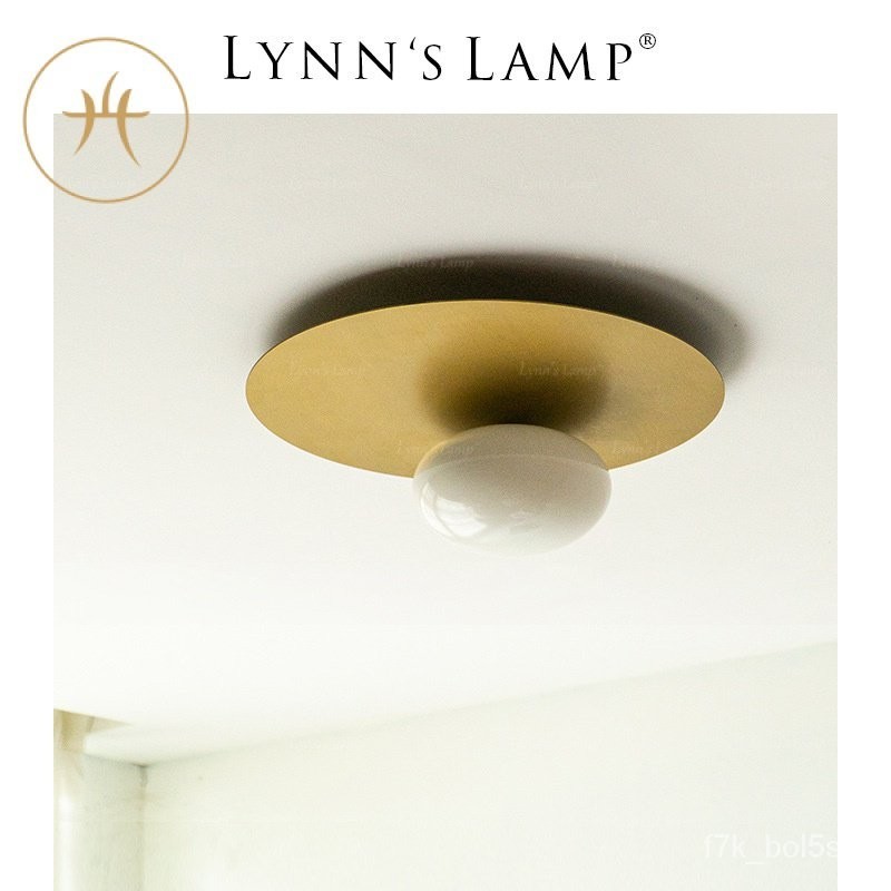 Lynn‘sความคิด โคมไฟทางเข้าช่องแก้วไข่ โคมไฟเพดานสีทองสไตล์อเมริกันย้อนยุค L0YR