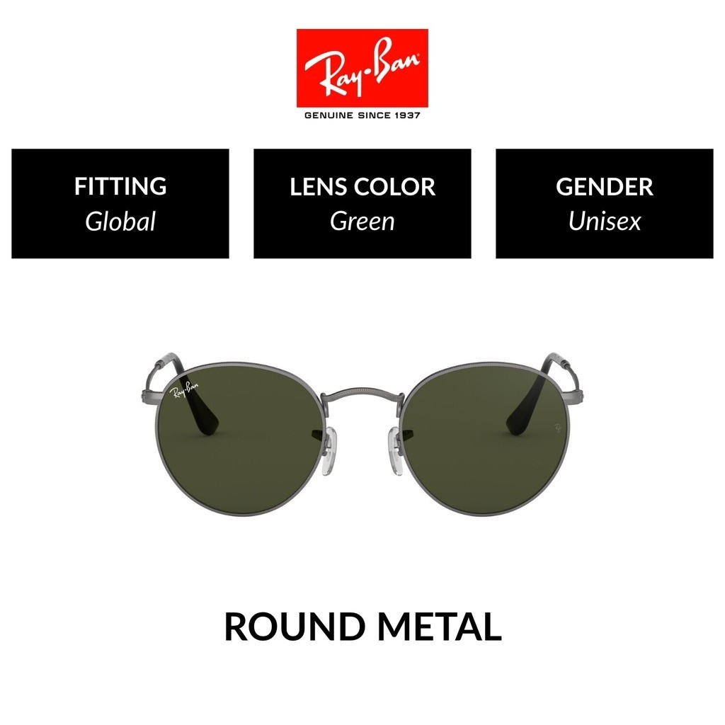 Ray-Ban Round Metal - RB3447 029  size 53 -sunglasses แว่นกันแดด