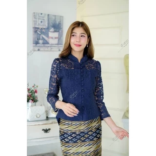 เสื้อลูกไม้คอจีนอัดผ้ากาว (เฉพาะเสื้อ)