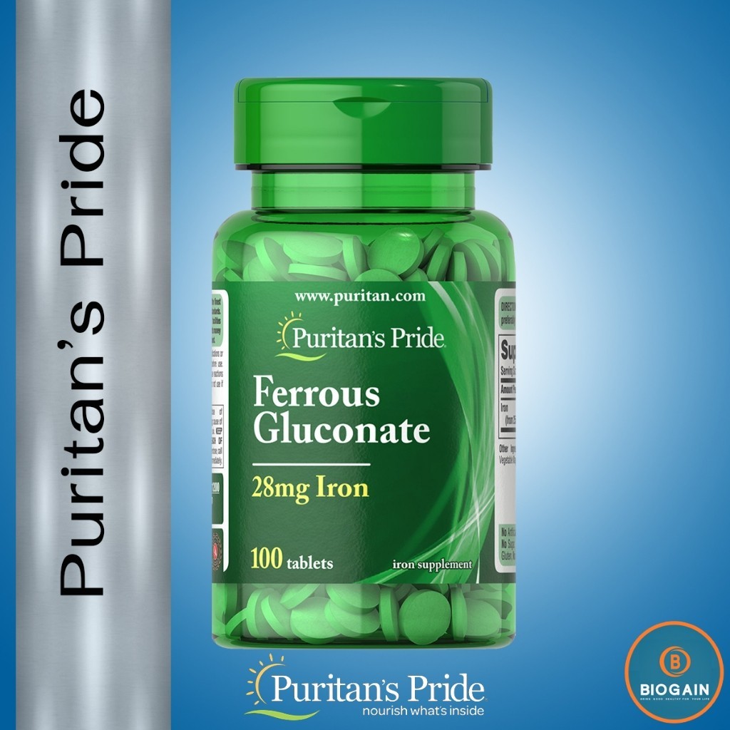 Puritan's Pride Ferrous Gluconate (28 mg Iron) / 100 Tablets