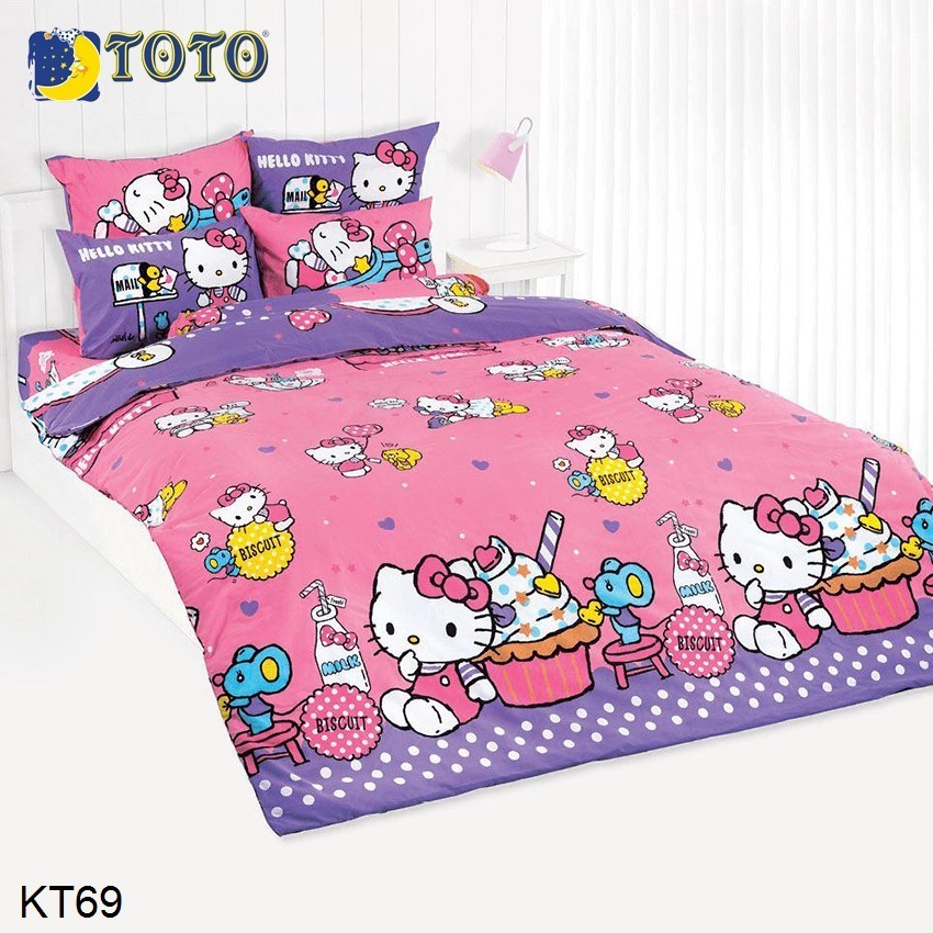 Toto โตโต้ ผ้าปูที่นอน (ไม่รวมผ้านวม) 3.5ฟุต 5ฟุต 6ฟุต คิตตี้ Hello Kitty KT69