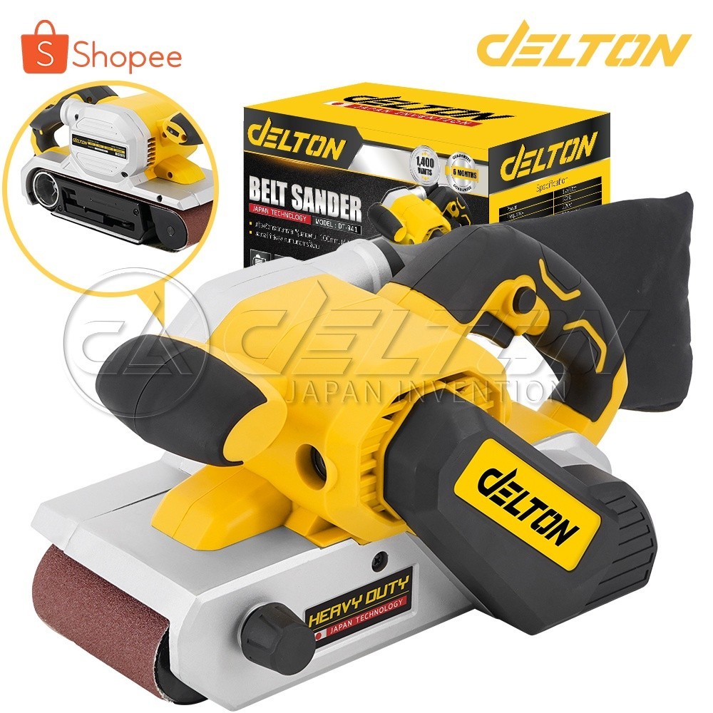 DELTON เครื่องขัดกระดาษทราย สายพาน (รุ่นรถถัง) Belt Sander 100มม. 4 นิ้ว 1,400W รุ่น DT-941 ฟรี! กระดาษทรายขนาด 100 มม.