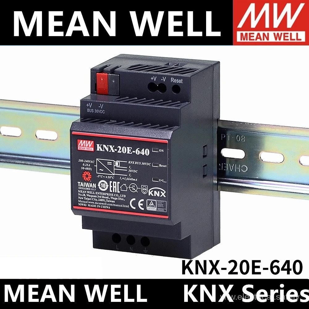 หมายถึงดี KNX-20E-640 640mA 30Vdc 20W Meanwell KNX แหล่งจ่ายไฟ KNX-20E ที่มีโช้คแบบบูรณาการ