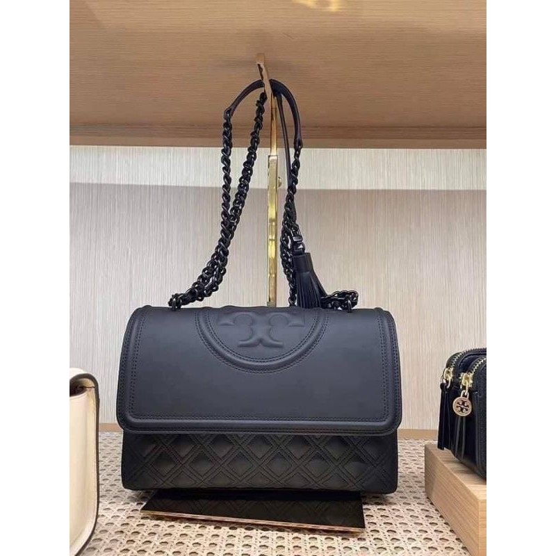 💕🎉กระเป๋าสะพาย NEW TORY BURCH FLEMING CONVERTIBLE SHOULDER BAG ขนาด 11“ สีดำคลับ สวยมาก