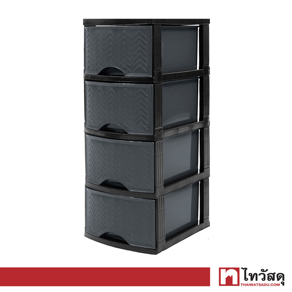 KASSA HOME ตู้ลิ้นชักอเนกประสงค์ 4 ชั้น รุ่น PSM-Rattan4 ขนาด 34.2 ซม. สีเทา - ดำ