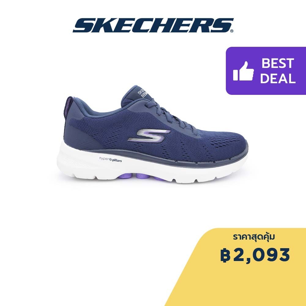 Skechers สเก็ตเชอร์ส รองเท้าผู้หญิง Women GOwalk 6 Sky Wind Walking Shoes - 124623-NVLV Air-Cooled Goga Mat