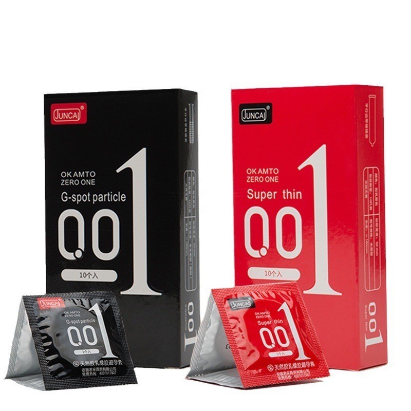 พร้อมส่ง ถุงยางอนามัย 001 JUNCAI (10ชิ้น/กล่อง) บางมาก 0.01 มม. ขนาด 52 มม.