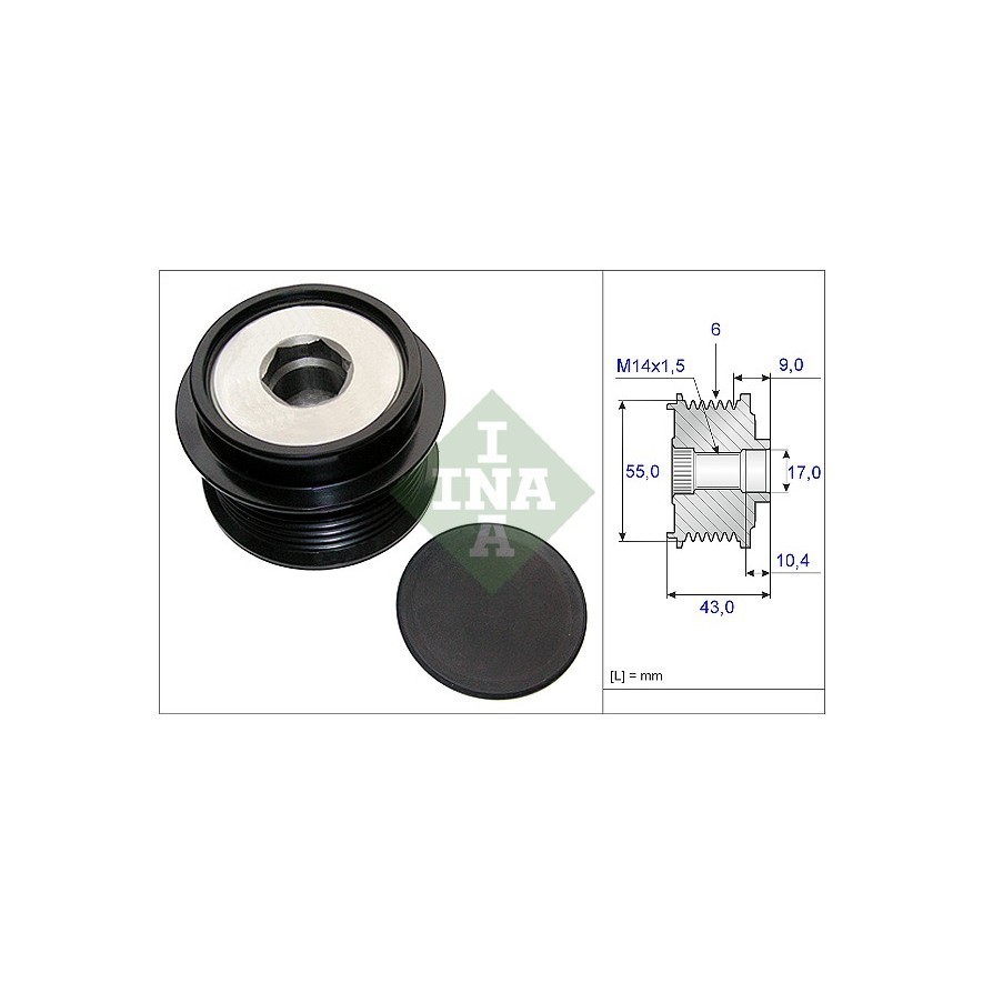 INA มู่เลย์ไดชาร์จ 6 PK 5350208 ของแท้ 3ZR FAE NX300 ZZR70 Toyota / Lexus 55x43 6 ร่องสายพาน