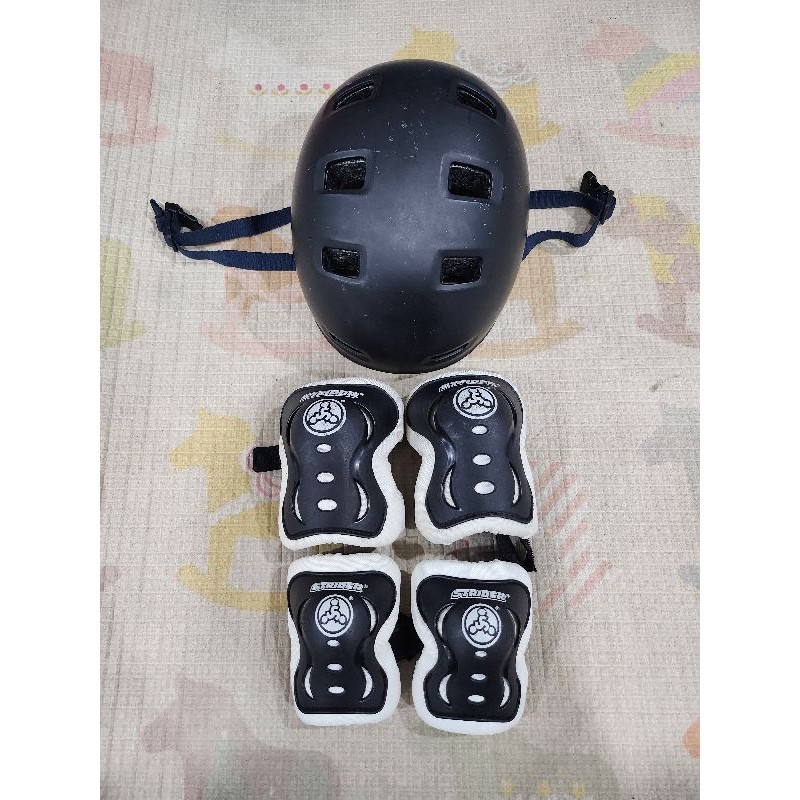 👼หมวกกันน็อคเด็ก​ ยี่ห้อ​oxelo​ สนับศอกและเข่า​ ยี่ห้อstrider​มือสอง