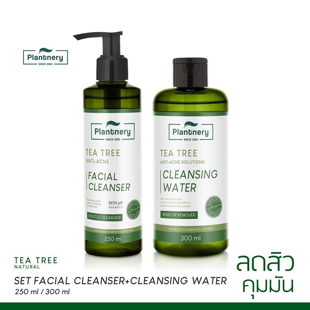 Plantnery Tea Tree Cleansing Facial Set (Cleansing+Cleanser) แพ็คคู่ทำความสะอาดผิวหน้า บอกลาปัญหาสิว