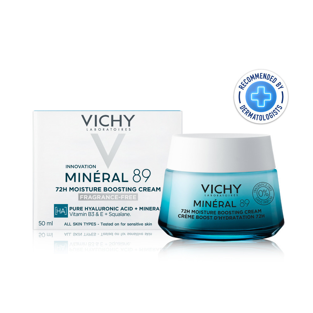 Vichy Mineral89 72Hr Moisture Boosting Cream - Fragrance Free 50ML Vichy Mineral 89 Boosting Cream 50ML ครีมบำรุงผิวหน้า เพื่อผิวแลดูเด้งอิ่มฟู เรียบเนียน ชุ่มชื้นยาวนานถึง 72 ชั่วโมง*