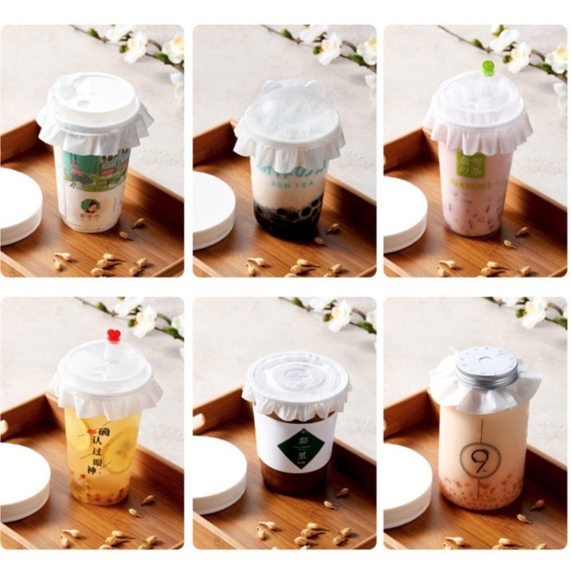 กระดาษปิดปากแก้ว กันน้ำหก 500 แผ่น ตะกร้อกระดาษ ฝาครอบแก้ว กระดาษกันน้ำ กระดาษกันรั่ว - รูปที่ 7