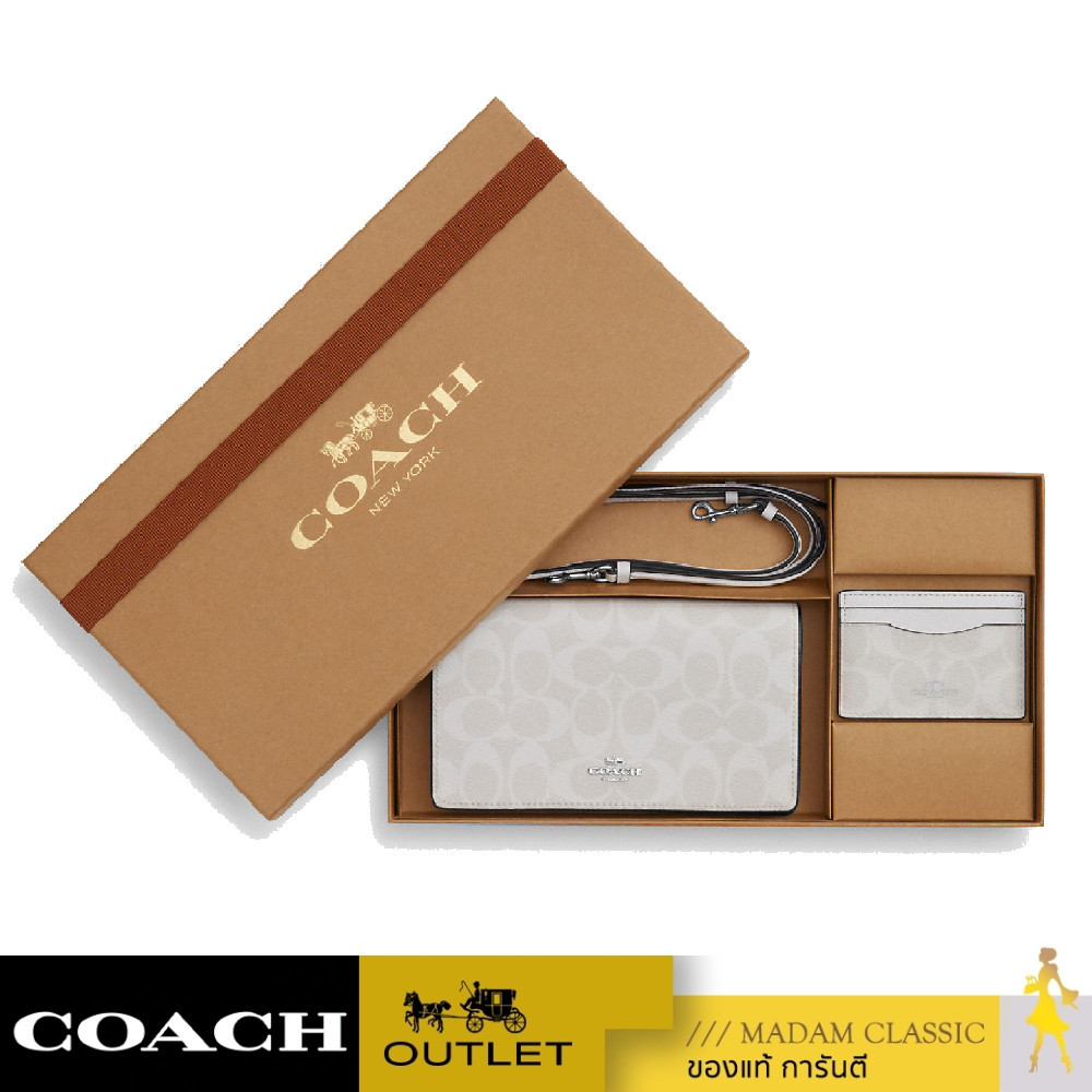 ของแท้ 💯% กระเป๋าสะพายข้างผู้หญิง COACH CN043 BOXED ANNA FOLDOVER CLUTCH CROSSBODY AND CARD CASE SET (SVRFI)