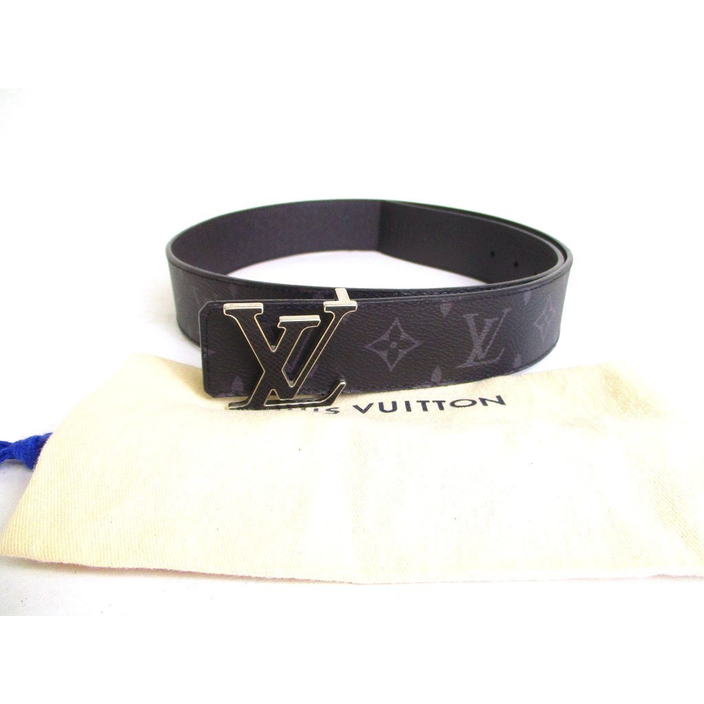 Authentic LOUIS VUITTON Monogram Eclipse Taiga Black LV Initales 40MM Reversible Belt #a111  Pre-own