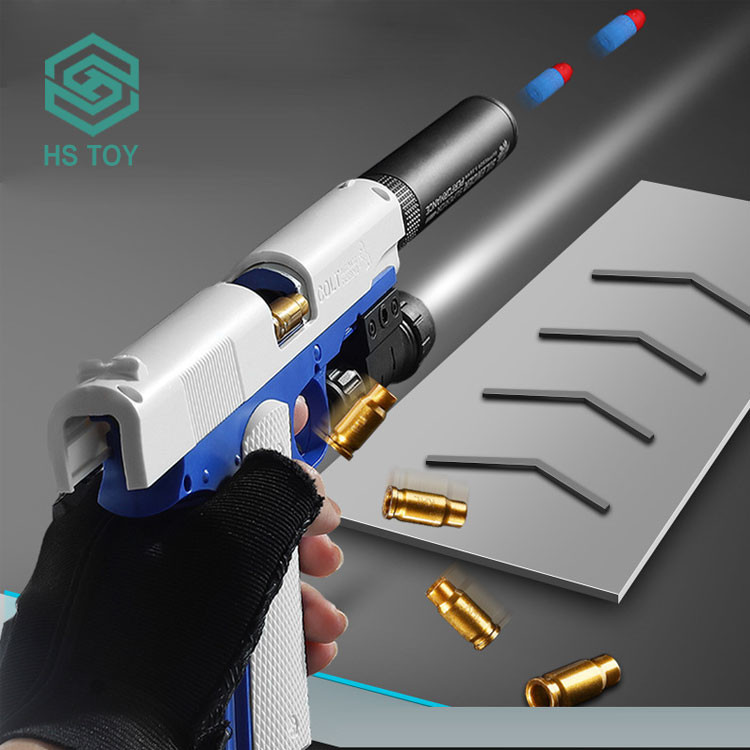 HS Soft Bullet Kid Shell Ejecting Toy Gun Fireworks Full Automatic Switch Airsoft Glock Gun 1911 With 3 Color