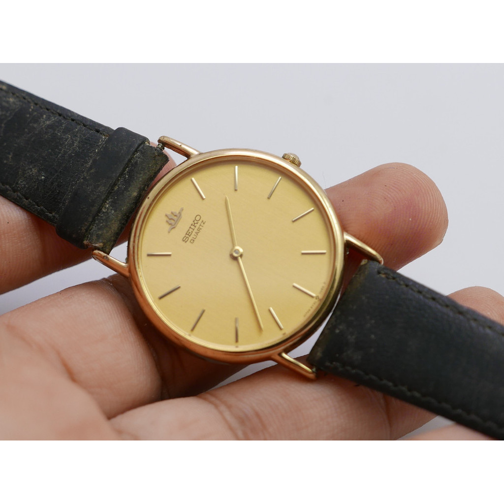 นาฬิกา Vintage มือสองญี่ปุ่น Seiko 5Y30 7000 Yellow Dial ผู้ชาย ทรงกลม ระบบ Quartz ขนาด32mm