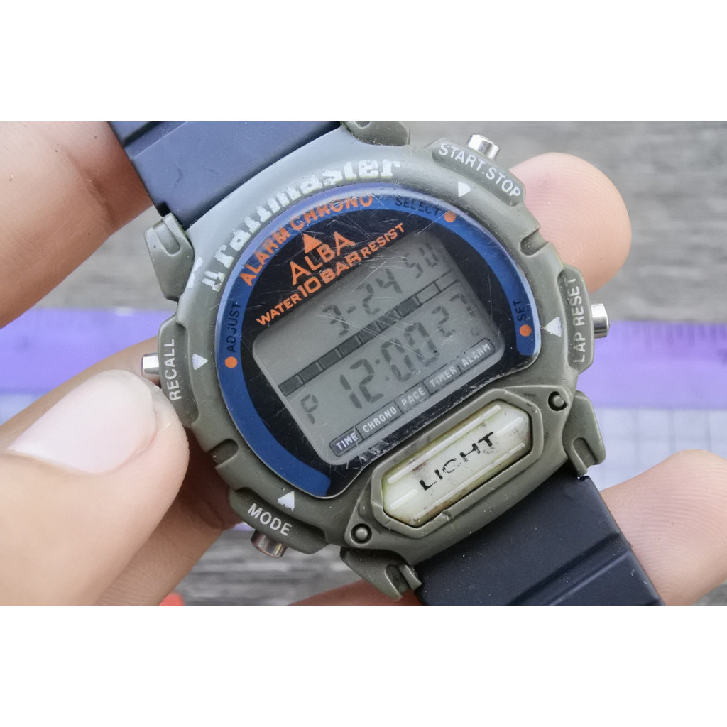 นาฬิกา Vintage มือสองญี่ปุ่น Alba Trail Master W620-4080 LCD Digital ผู้ชาย ทรงกลม ระบบ Quartz All F