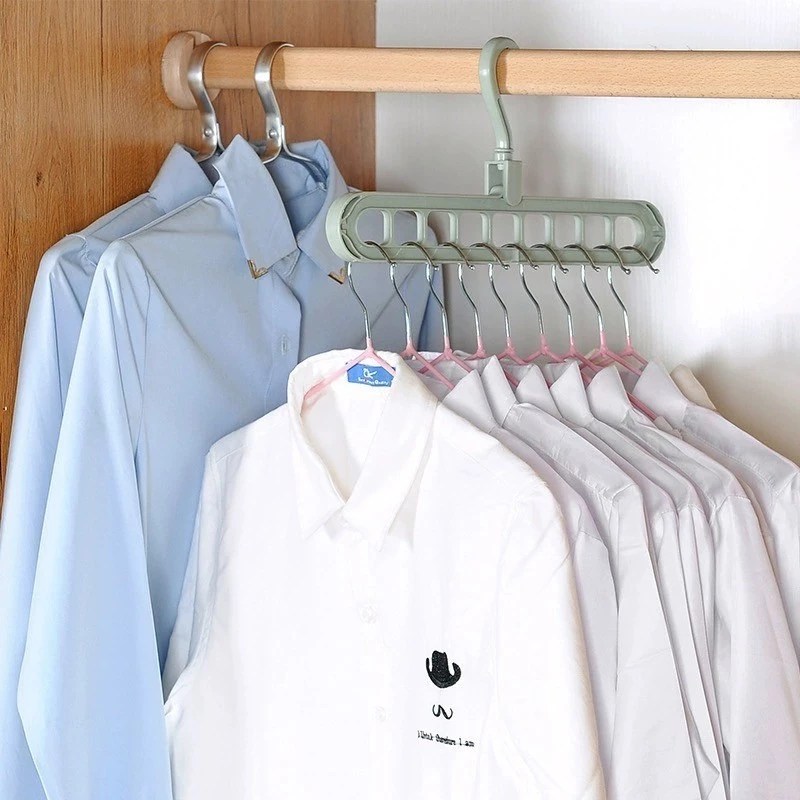[ที่แขวน 9ช่อง/ตัว]ไม้แขวนผ้า ใส่ได้9ชุด ไม้แขวนเสื้อ 9 ช่อง ไม่แขวนจัดระเบียบ แบบประหยัดพื้นที่ (คละสี) thumbnail 4