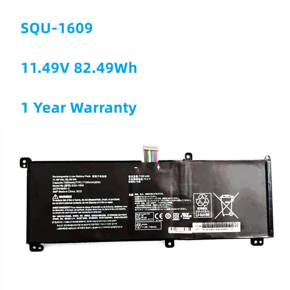 New SQU-1609 battery for Hasee 15G870-XA70K series SQU-1611 SQU-1710 11.49V 82.49 mAh 7180mAh