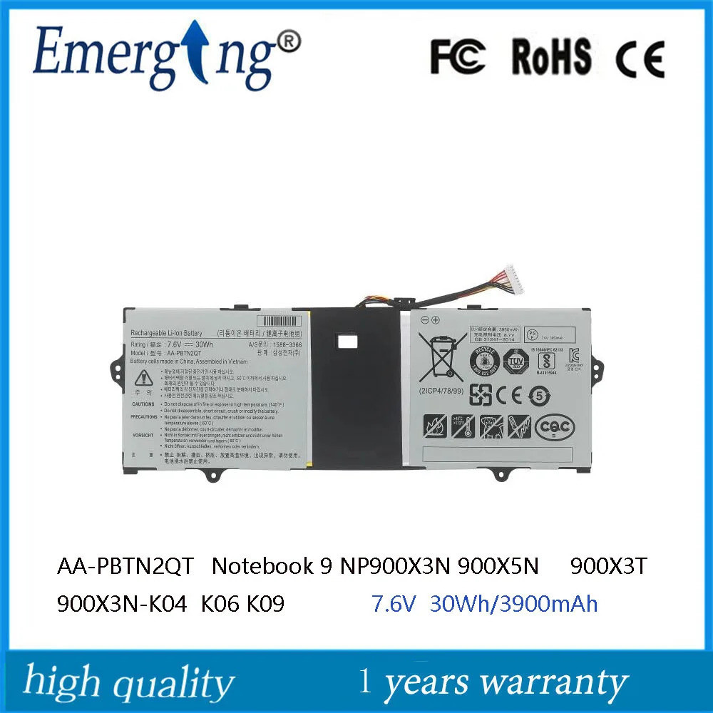 7.6โวลต์30Wh แล็ปท็อปแบตเตอรี่ AA-PBTN2QT สำหรับซัมซุงโน๊ตบุ๊ค9 13.3 NP900X3N K04US K02US NP900X3NI