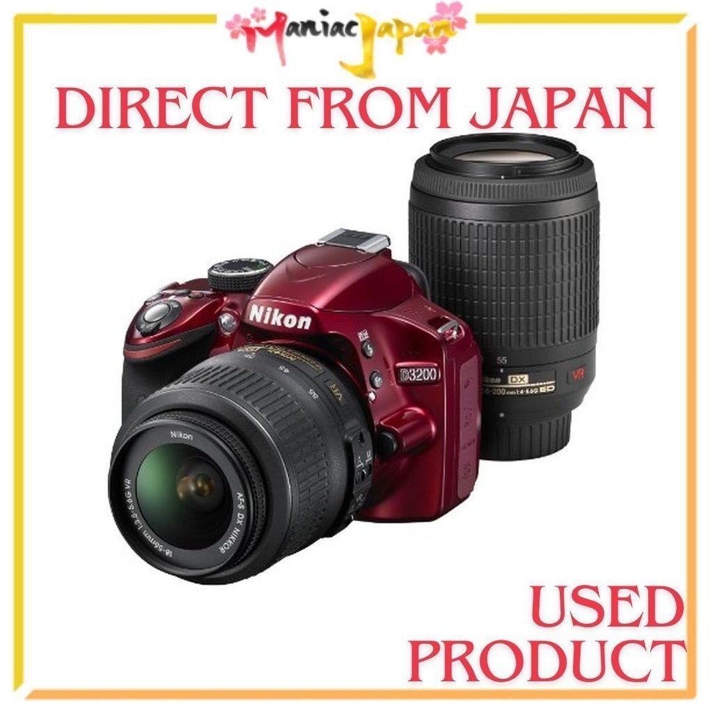 [ กล้องมือสองจากญี่ปุ่น ] [ กล้อง DSLR ] กล้องดิจิตอล Nikon SLR D3200 200mm Double Zoom Kit 18-55mm/