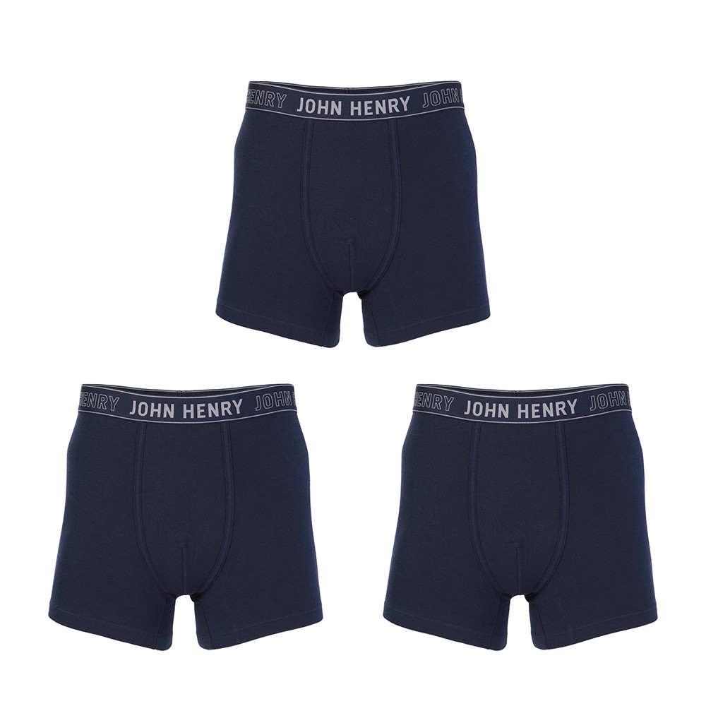 JOHN HENRY UNDERWEAR Cotton Spandex ทรงบ๊อกเซอร์ บรี๊ฟผู้ชาย รุ่น JU JU3502N สีกรมท่า แพ็ค3
