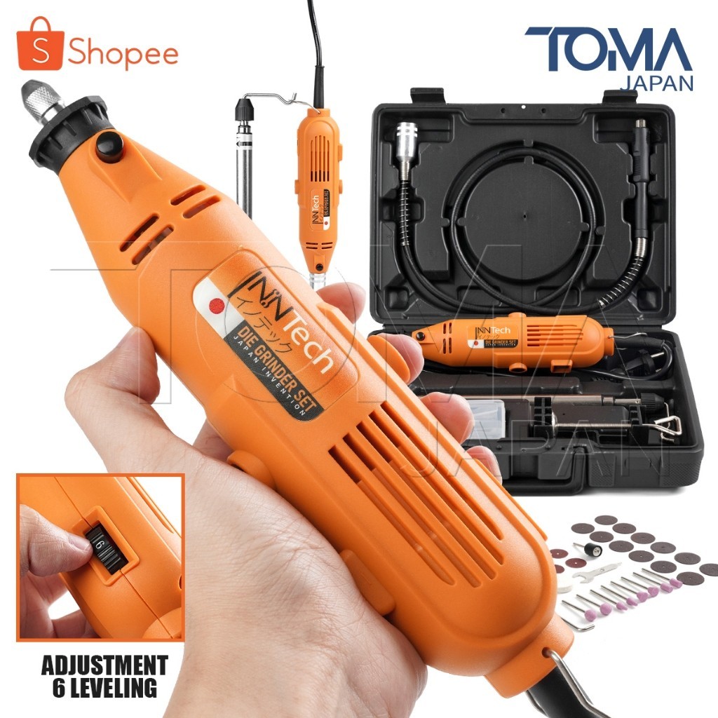 InnTech เครื่องเจียรสายอ่อน 180 วัตต์ มินิ แกะสลัก Mini Grinder Set พร้อมอุปกรณ์รวมกว่า 52 ชิ้น รุ่น DG-180S