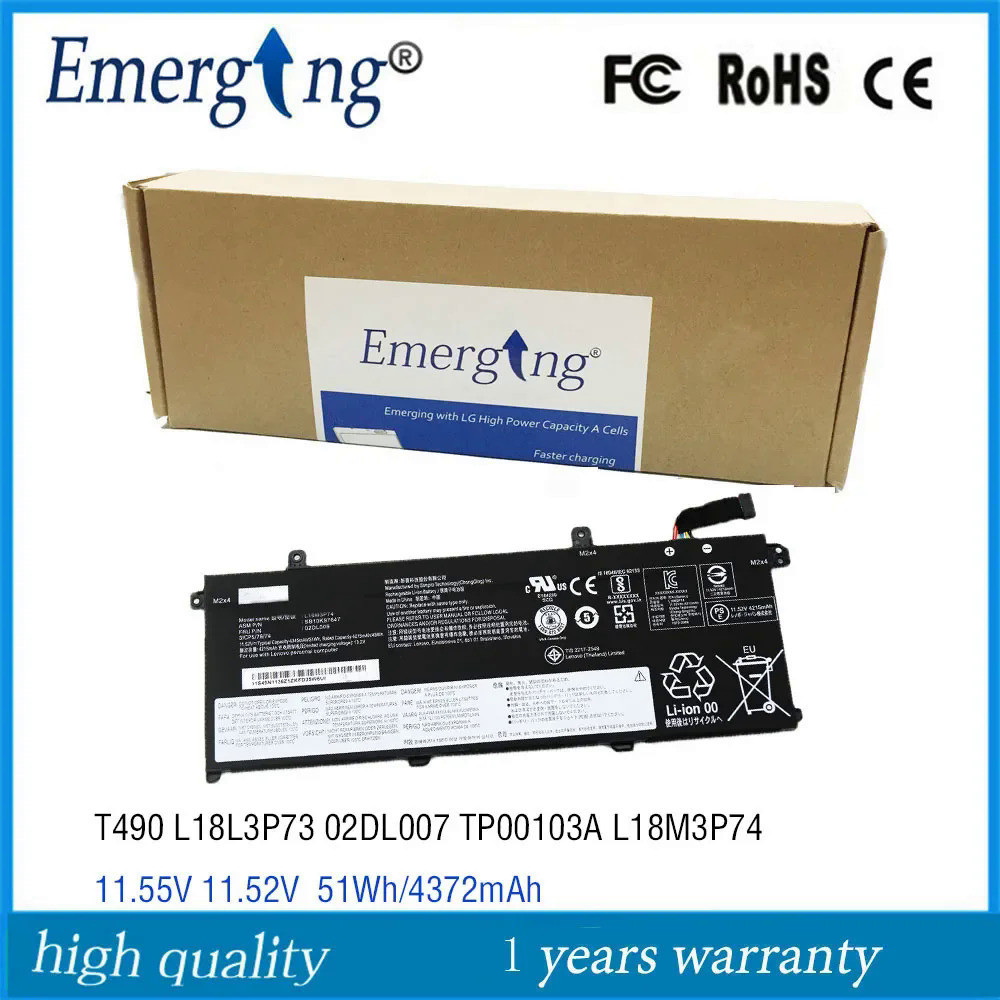 11.55V 51Wh แบตเตอรี่เดิมสำหรับ Lenovo ThinkPad T490 P43S P14s T14 Gen L18L3P73 L18M3P73 L18M3P74 L1