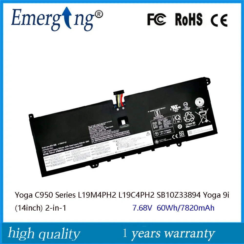 7.68โวลต์ L19M4PH2แล็ปท็อปแบตเตอรี่สำหรับ Lenovo โยคะ C950 I Deap AD โยคะ9i (14นิ้ว) 2-In-1 L19C4PH2