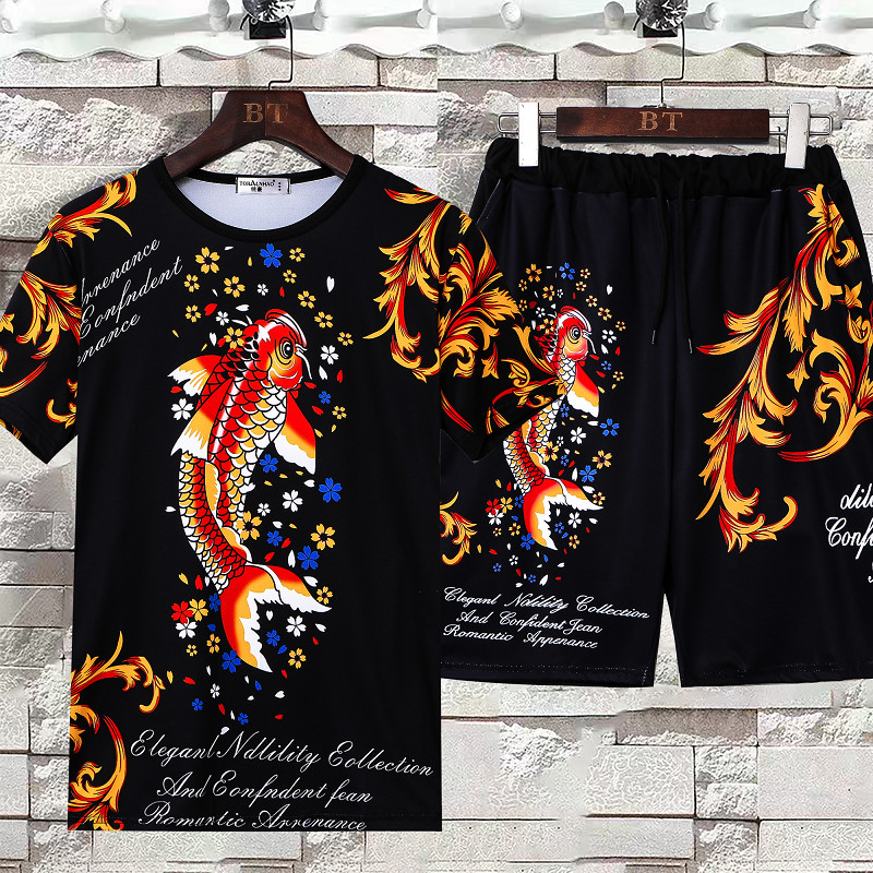 【COD】T shirts for men men's short-sleeved T-shirt round neck Chinese style men's 3D printed bottomin