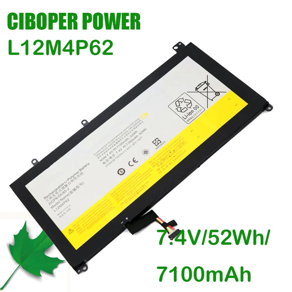 CP แบตเตอรี่แล็ปท็อปของแท้ใหม่ L12M4P62 7.4V/52Wh 7100MAh L12L4P62สำหรับ U430P U430 U530P