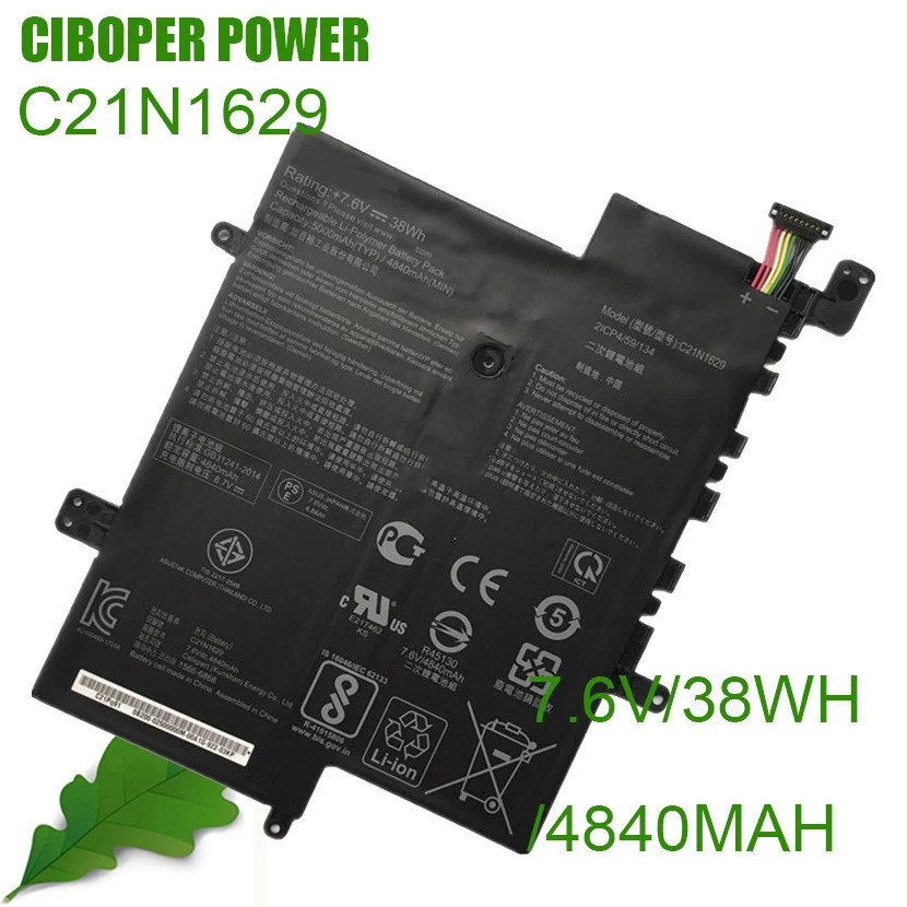 CP Original แบตเตอรี่แล็ปท็อป C21N1629 7.6V/38Wh สำหรับ VivoBook C223NA E203MAH E203MA C21Pq91 E203N