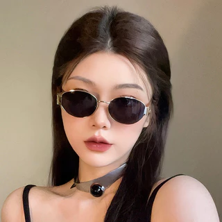 COD-ในไทย💖แว่นตา แว่นตากันแดด กรอบโลหะวงรี สไตล์เกาหลี Unisex ป้องกันรังสียูวี คุณภาพสูง 2024ใหม่-Kri