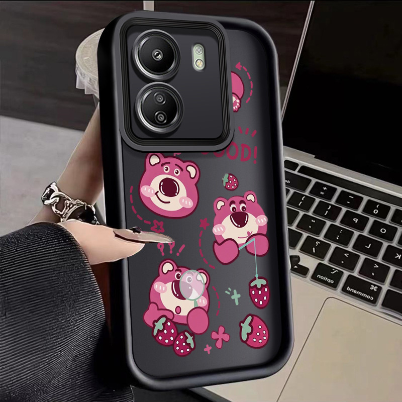 เคสสำหรับ Xiaomi Redmi 13C POCO C65 เคสซิลิโคนนิ่มลายหมีสตรอเบอรี่น่ารักใหม่เคสเค