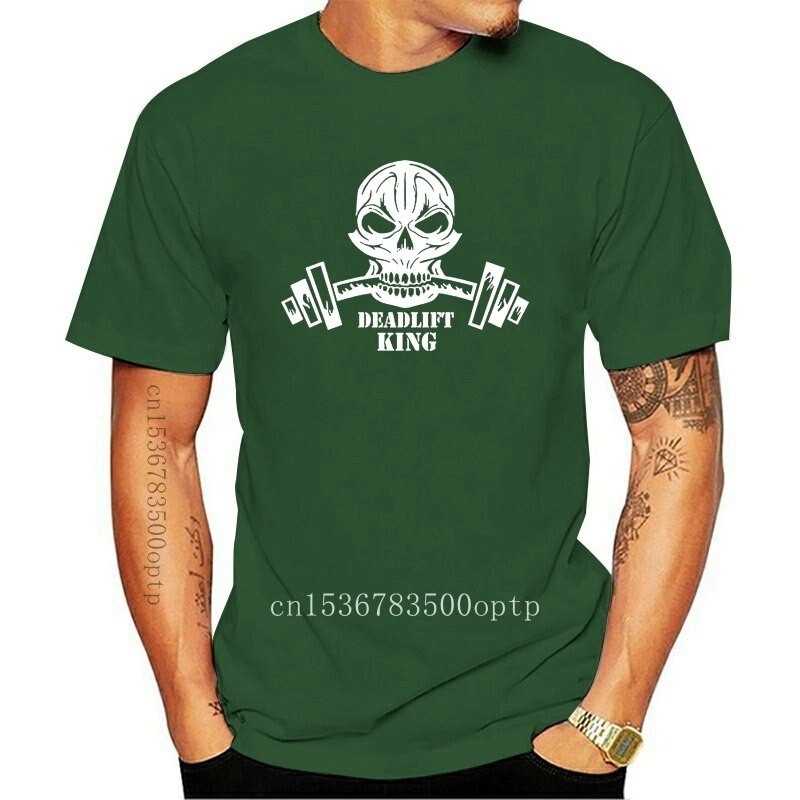 【COD】New Men t shirt black Deadlift Skull King Barbell Weightlifter Bodybuilder Weightlifting Gym Sh