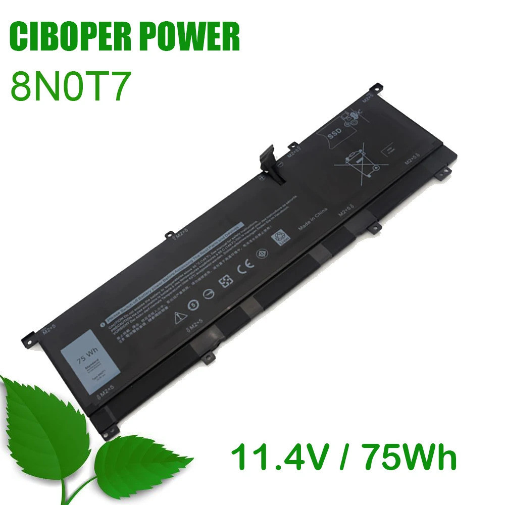 CP Original แบตเตอรี่แล็ปท็อป8N0T7 11.4V 75Wh สำหรับ XPS 15-9575-D2605TS สำหรับ XPS 15 9575 I5-8305G