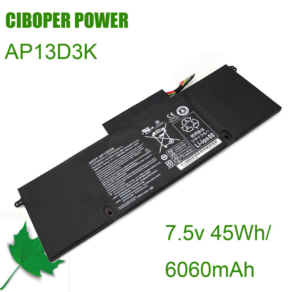 ของแท้คุณภาพแล็ปท็อป Li-Polymer แบตเตอรี่ AP13D3K 7.5V 45Wh 6060MAh สำหรับ S3 S3-392G 1ICP6/60/78-2/