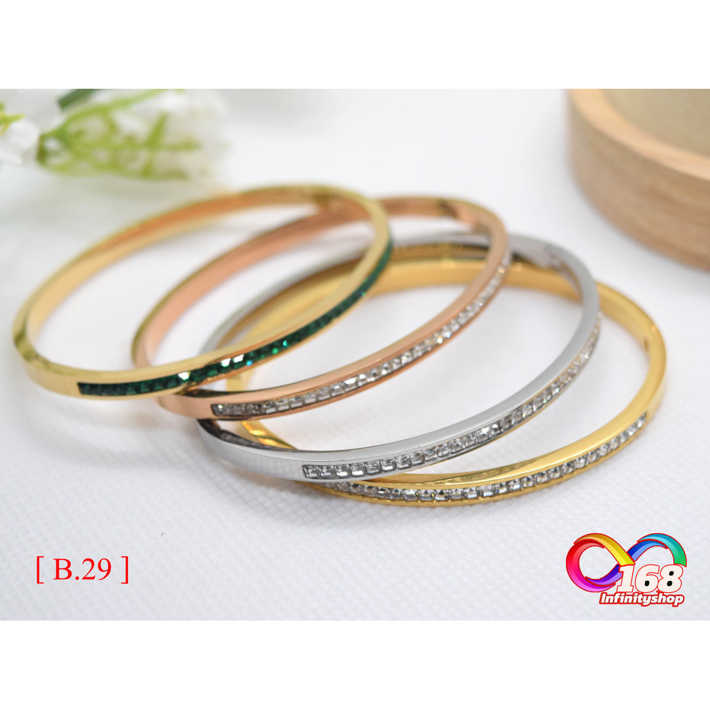 กำไล สแตนเลส ประดับพลอย #ร้านไทย [ B.29 ]#168_Infinityshop