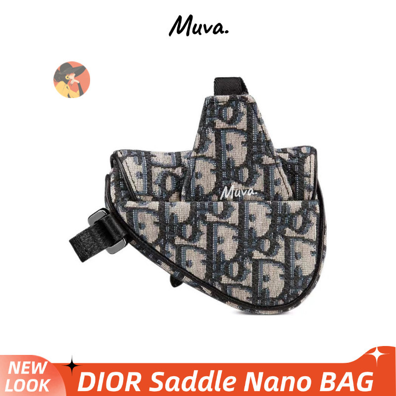 ดิออร์👜Dior NANO Men/Saddle Bag ผู้ชาย/กระเป๋าข้าง/กระเป๋าสะพายข้าง/กระเป๋าสะพายข้าง/Mini 1