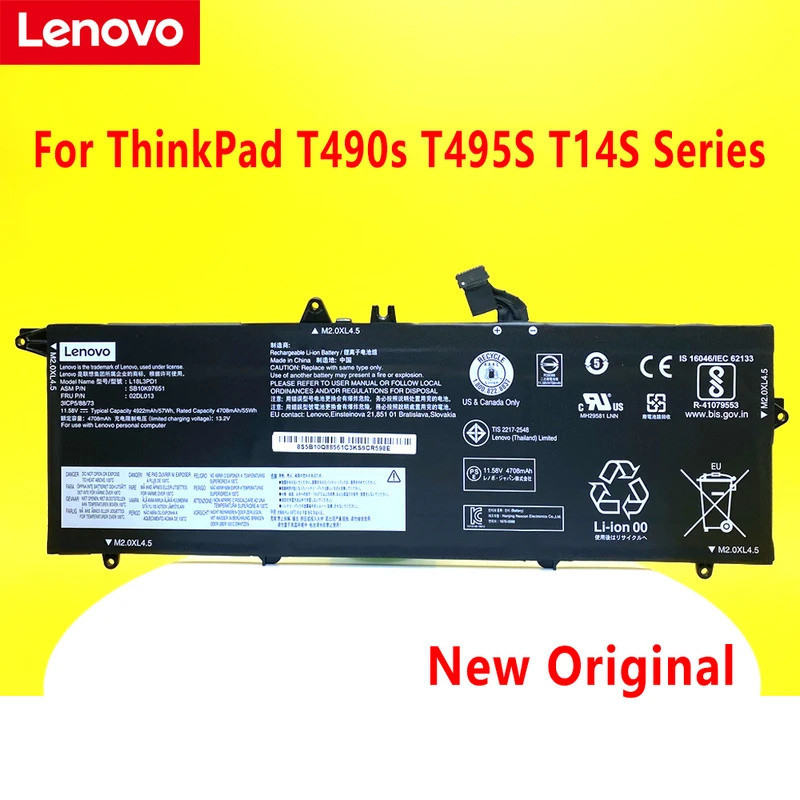 ใหม่ Original แบตเตอรี่แล็ปท็อปสำหรับ ThinkPad T490s T495S T14S Series L18L3PD1 L18M3PD1 SB10K97652