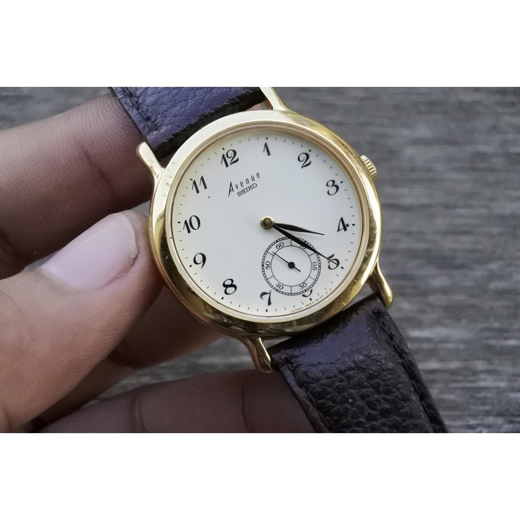 นาฬิกา Vintage มือสองญี่ปุ่น Seiko Avenue 2K23 6130 ผู้ชาย ระบบ Quartz ทรงกลม 33มม ของแท้