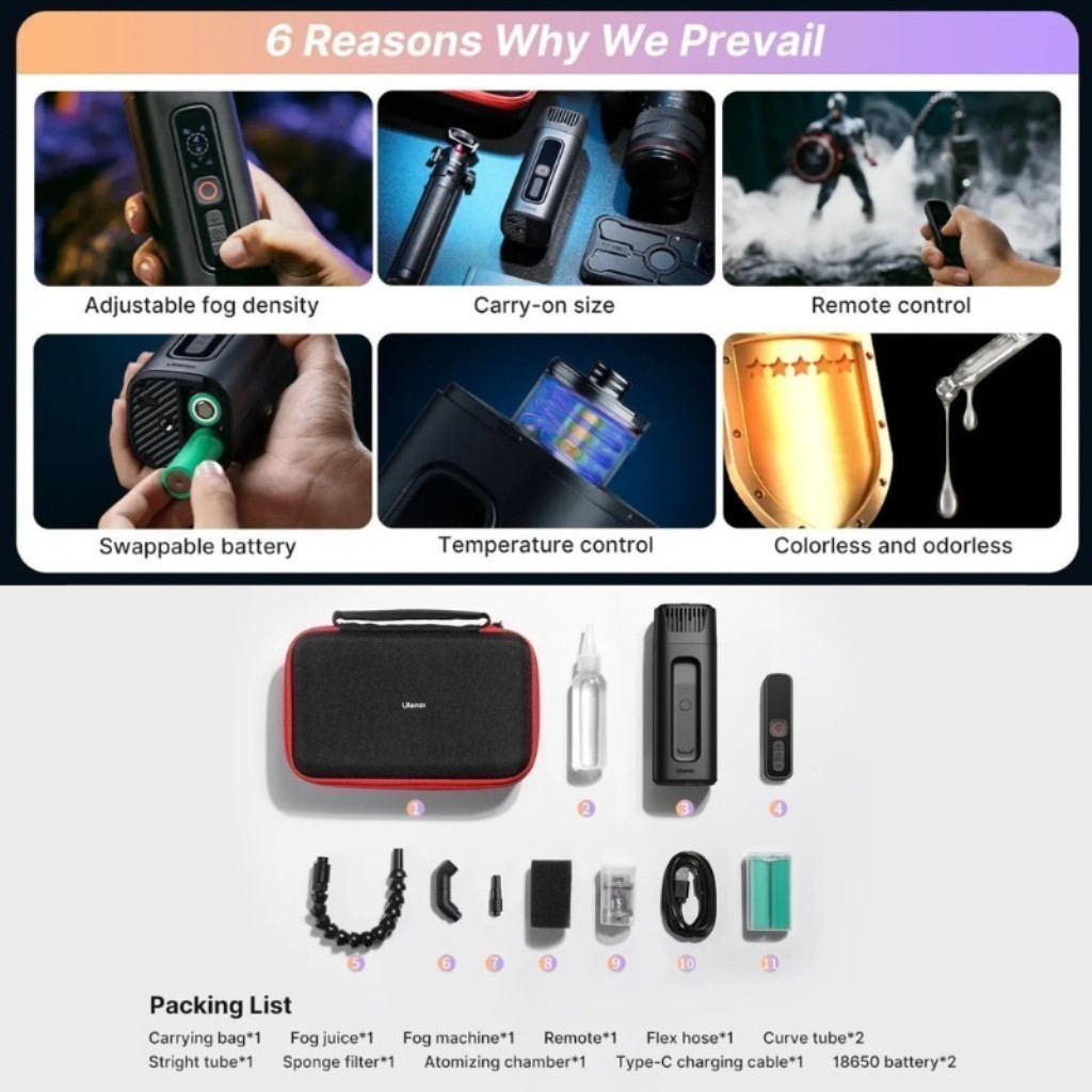 Ulanzi FM01 FILMOG Ace Portable Fog Machine เครื่องทำควัน สร้างซีน ถ่ายภาพ ถ่ายวิดีโอ มีรีโมทบลูทูธ