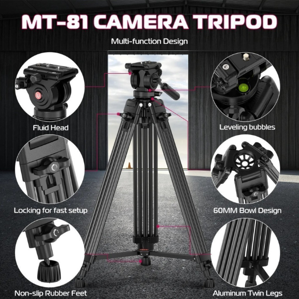Ulanzi MT81 Heavy-Duty Video Tripod with Fluid Head ขาตั้งกล้อง DSLR ถ่ายภาพ ถ่ายวิดีโอ แบบมืออาชีพ