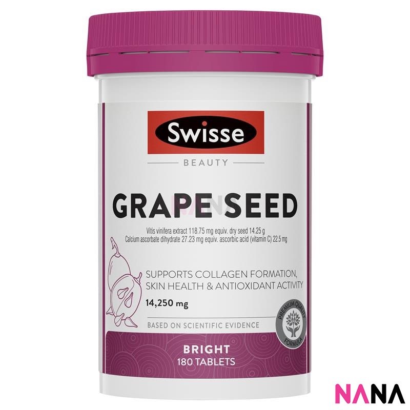 Swisse Beauty Grape Seed 180 Tablets เมล็ดองุ่น วิตามินบำรุง 180 เม็ด (หมดอายุ:01 2027)