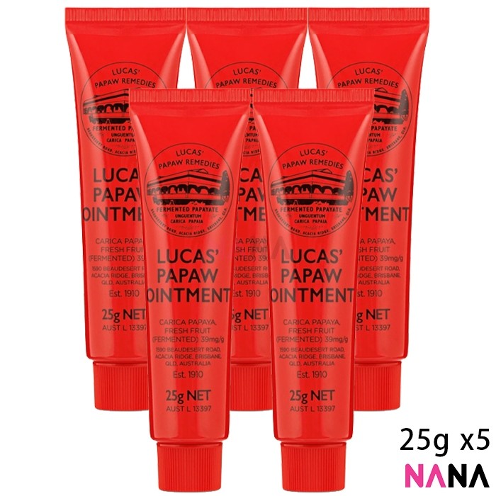 Lucas Papaw Ointment (25g) (5pcs) บาล์มสารพัดประโยชน์ 25 กรัม 5 ชิ้น